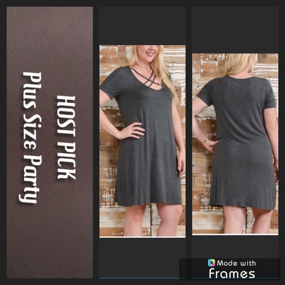CCO NEW PLUS SIZE gray criss-cross dress 2X-3X-4X - Picture 5 of 5