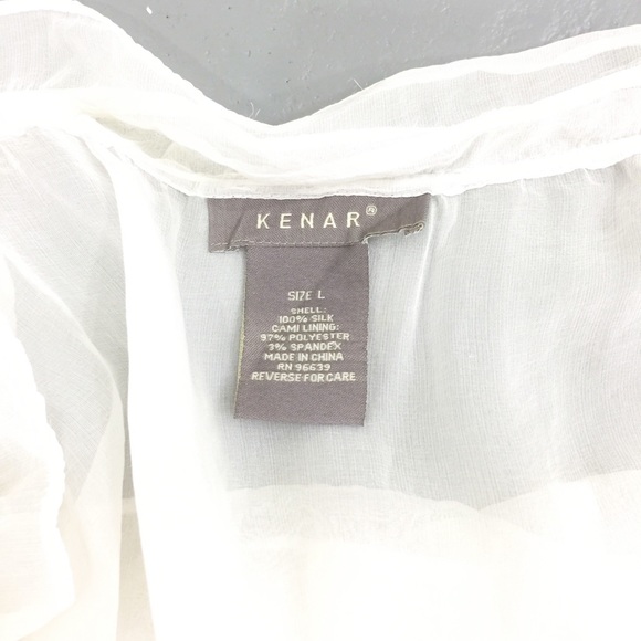 [ kenar ] white silk chiffon short sleeve blouse - Picture 8 of 8