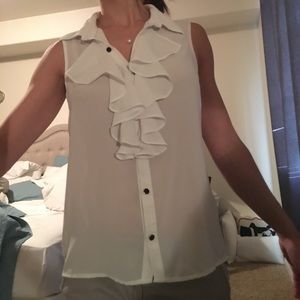 Forever 21 sheer white button down blouse