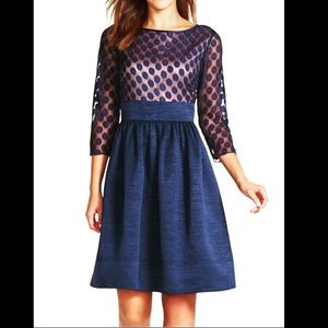 Host Pick🎀Eliza J Dot Mesh Bodice Fit & Flare