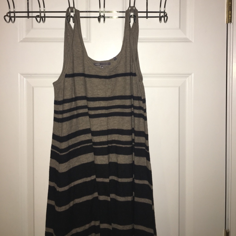 Navy and grey striped maxi dress, size medium