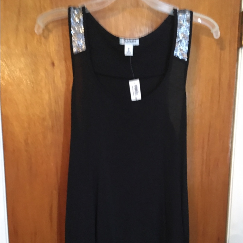 Black Tank with Silver sequins