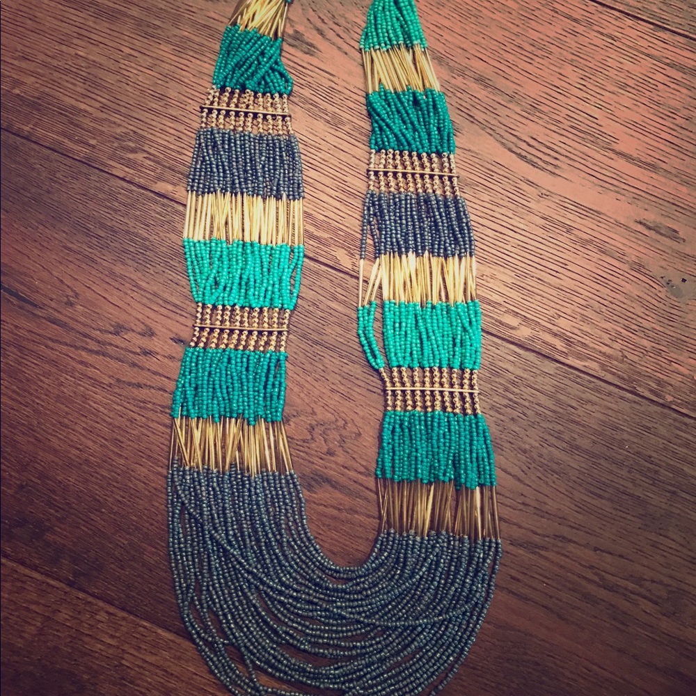 Striped Long Bead Necklace