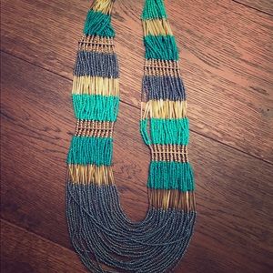 Striped Long Bead Necklace