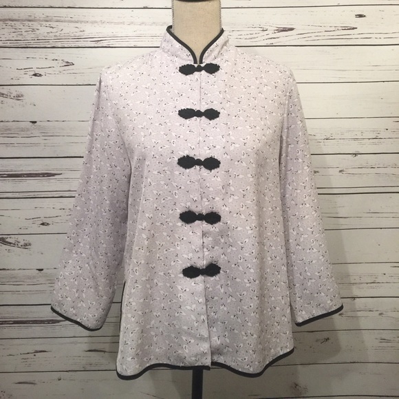 Vintage Chinese Garden Floral Lavender Button Up - Picture 1 of 6