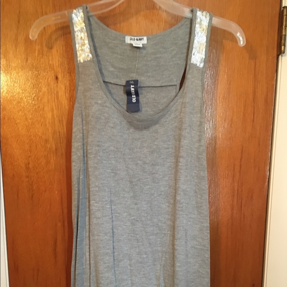 Gray Tank with Silver Sequins