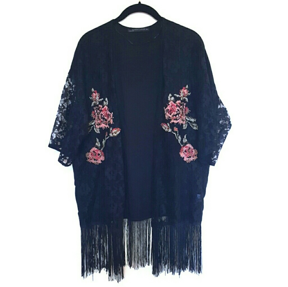 🖤🌹 Blackheart • Lace Embroidered Kimono 🌹🖤