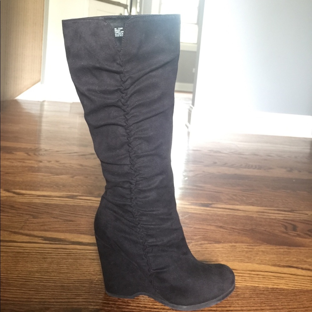 MIA black knee high wedge boot
