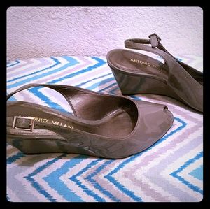Pretty Gray 'Antonio Melani' Patent Leather Sandal