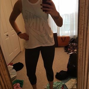 White Nike dri-fit cut off tank