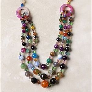 Anthro triple strand beaded necklace