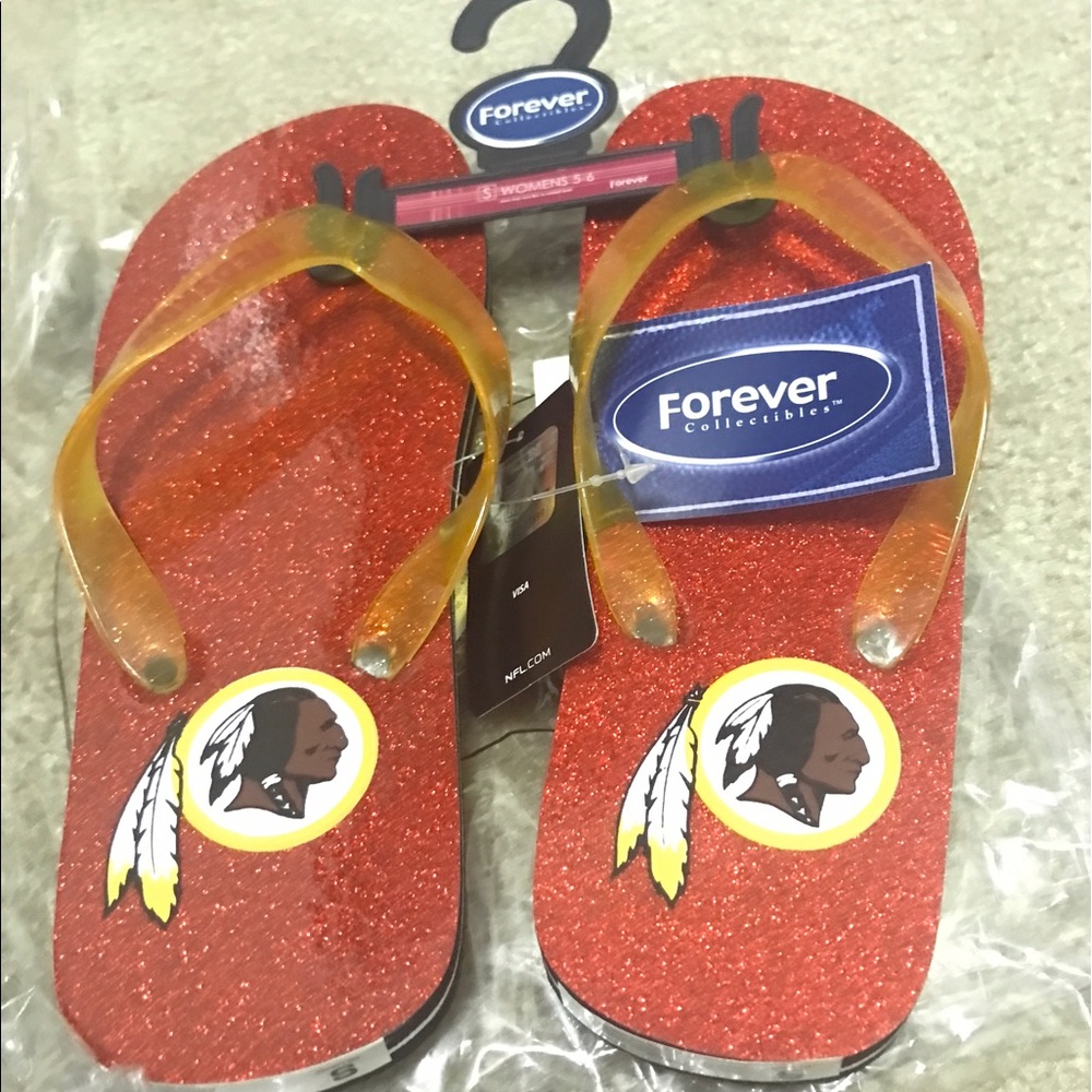 New Washington Redskins Women's Glitter Flip Flops