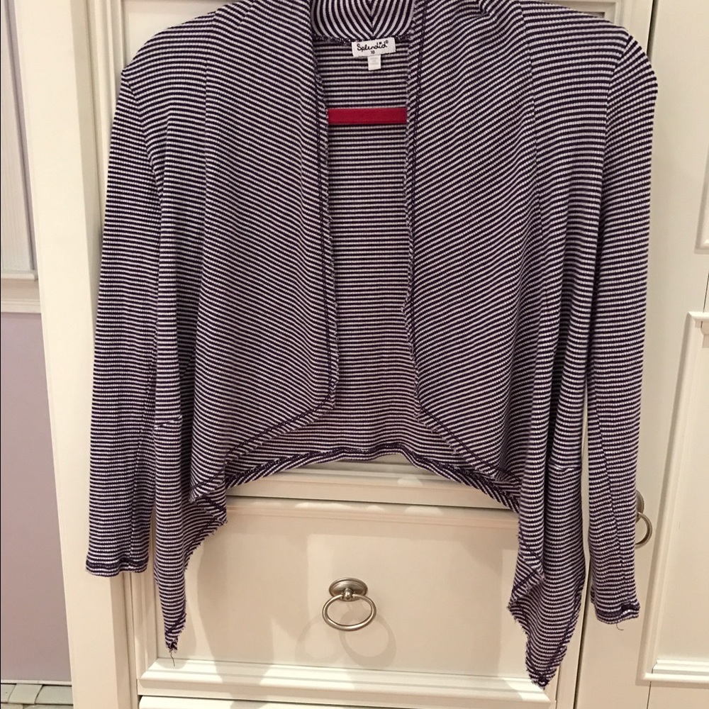 Blue and white striped cardigan