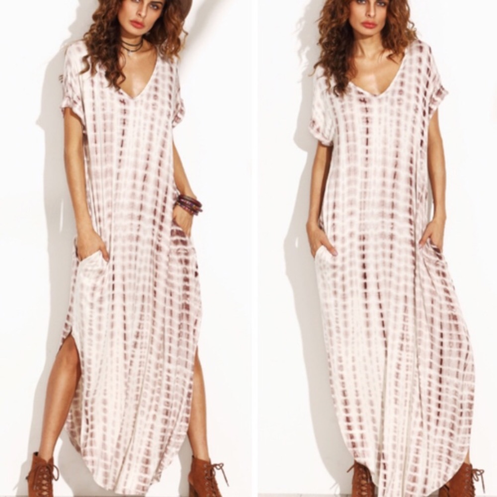 Mocha Tied Dyed Maxi Dress - Picture 6 of 6