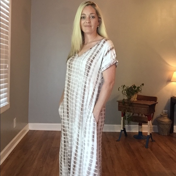 Mocha Tied Dyed Maxi Dress - Picture 2 of 6