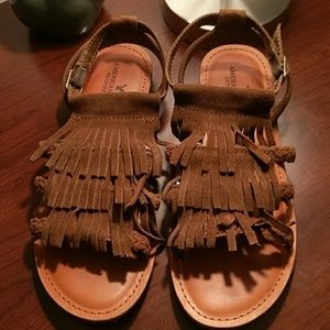 American Eagle suede fringe sandles