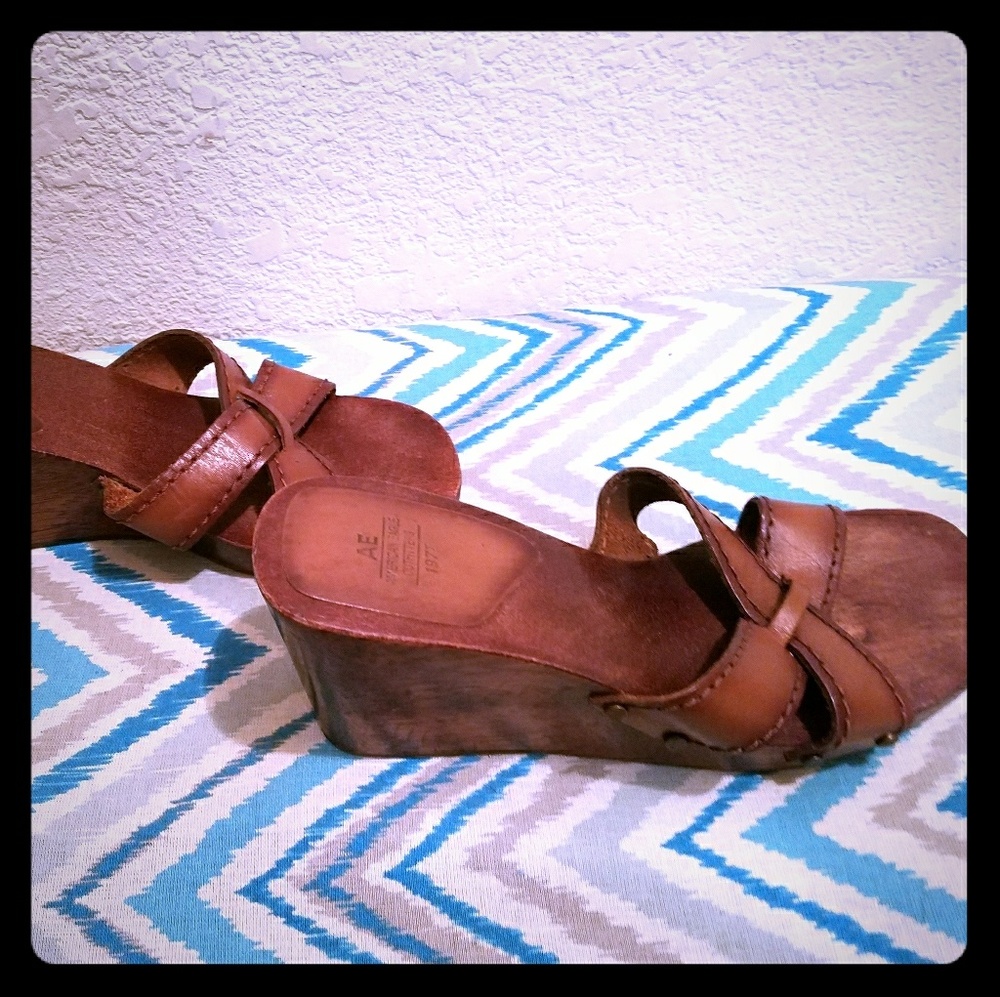 Brown ' American Eagle' Clogs/Wedges