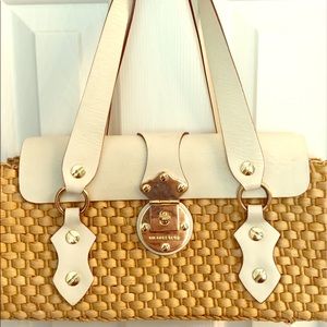 Michael Kors leather and basket weave shoulder bag