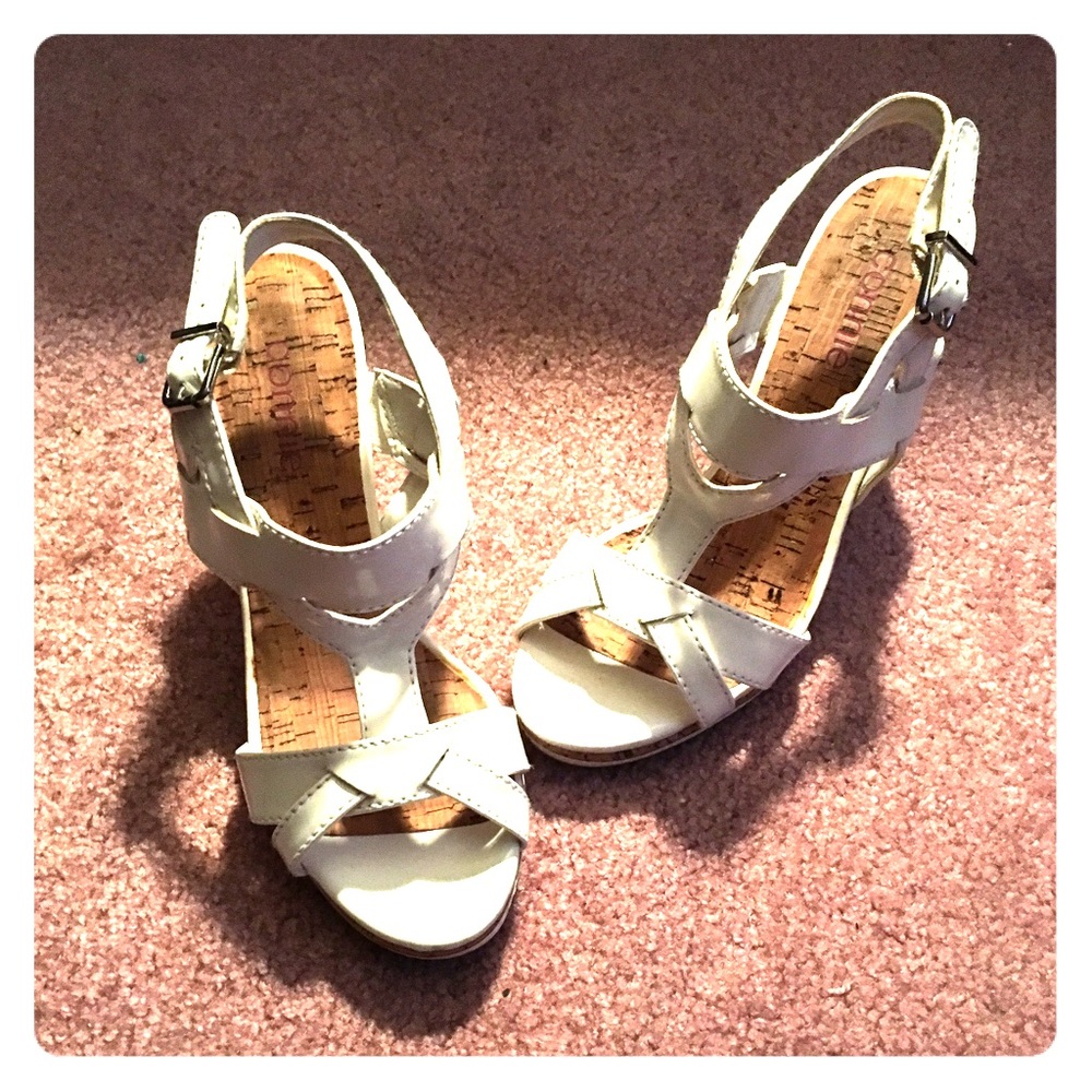 White wedge sandals