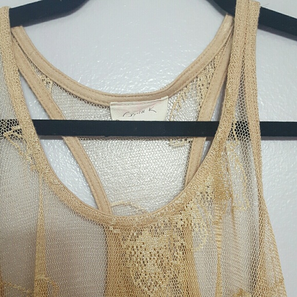 Crystal K Sheer Gold Racerback Tank - Picture 4 of 5