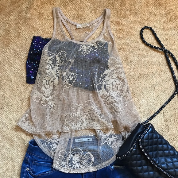 Crystal K Sheer Gold Racerback Tank - Picture 2 of 5