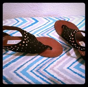 Black Sudded ' Steve Madden' Thong sandals
