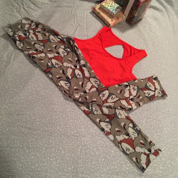 💛 LLR Leggings ~ Wolf 🐺 Print, size OS - Picture 1 of 6