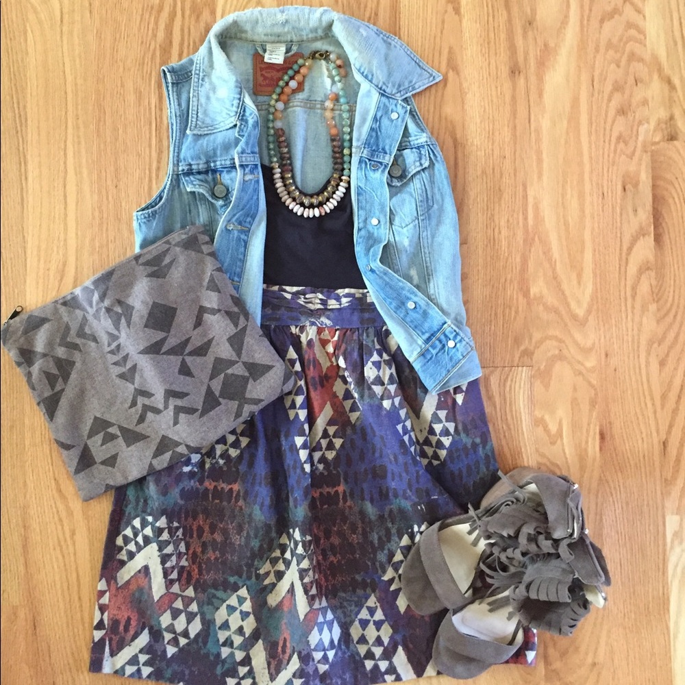 Ecote Geometric Strapless Dress