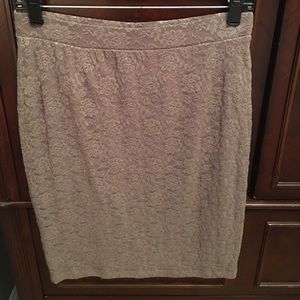 Taupe Lace Pencil Skirt