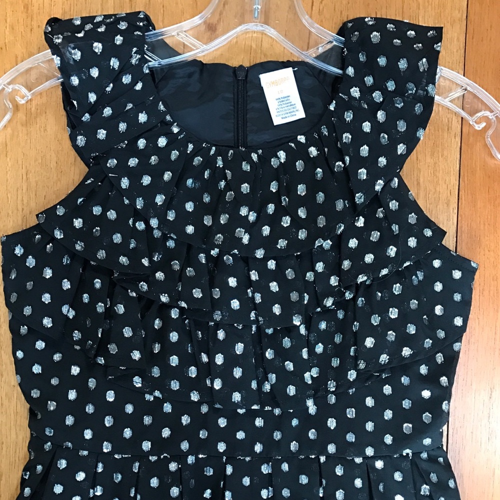 Gymboree Girls Black Dress with Silver Dot Pattern