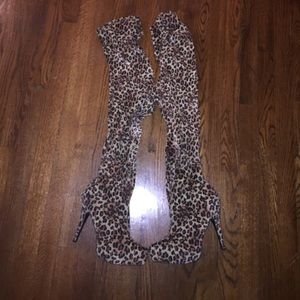 Leopard Over The Knee Boots