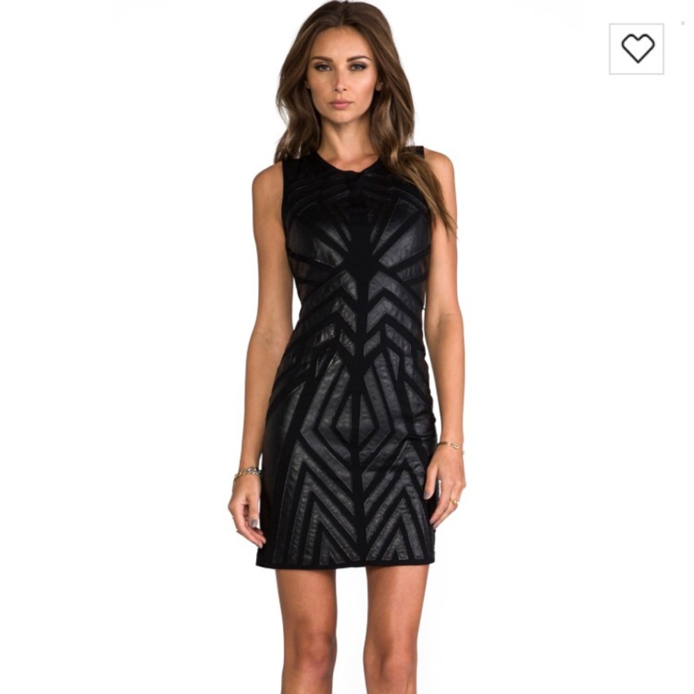 Greylin Ollie Faux Leather Cut Out Dress