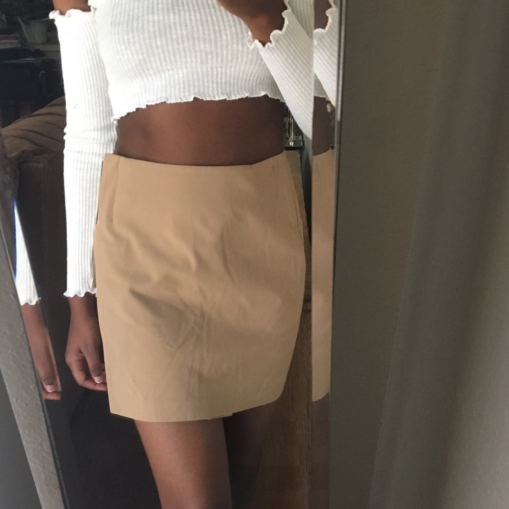 The Limited Tan Origami Wrap Skirt