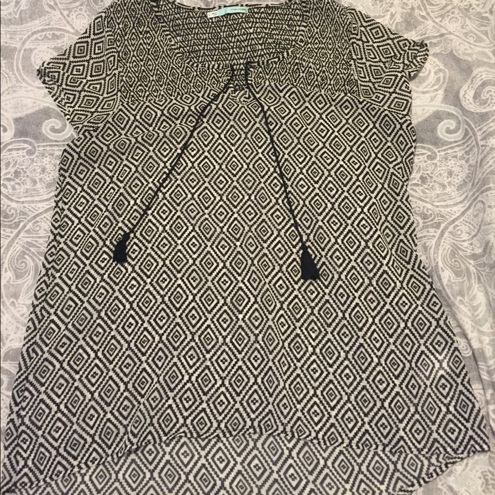 Large Maurice's printed sheer top with tassels