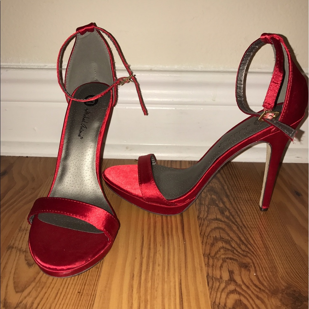 Beautiful red satin heels! Worn once