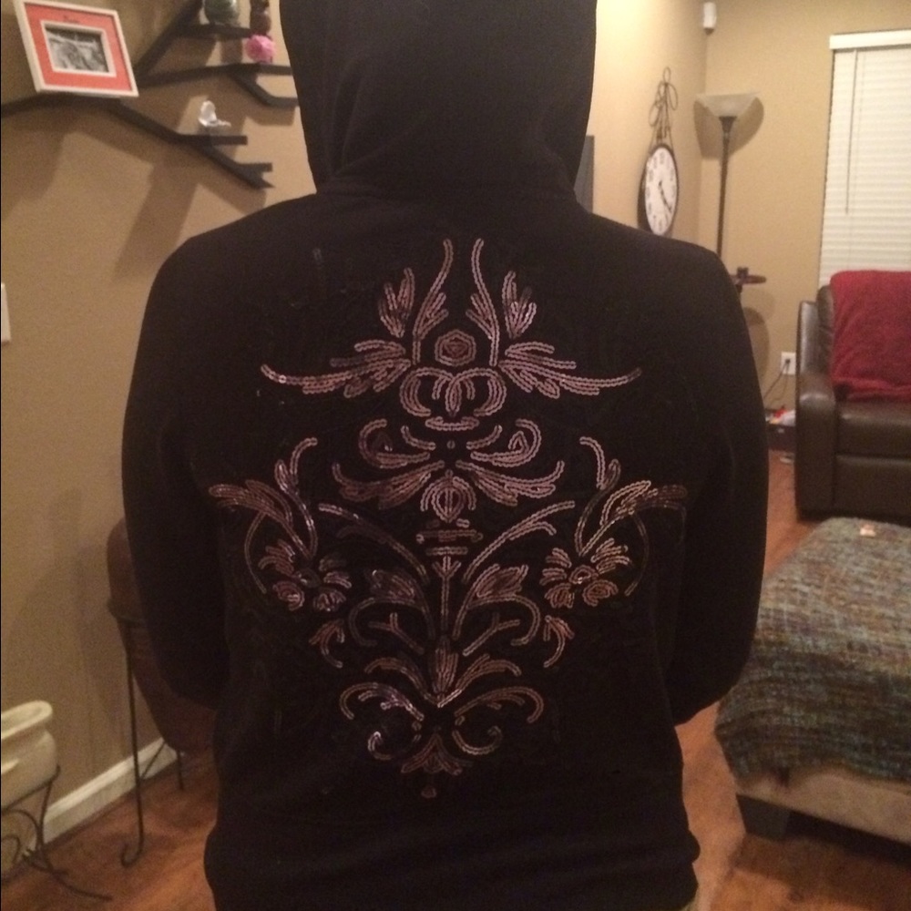 ⚡️EXPRESS black zip up jacket or hoodie sequin