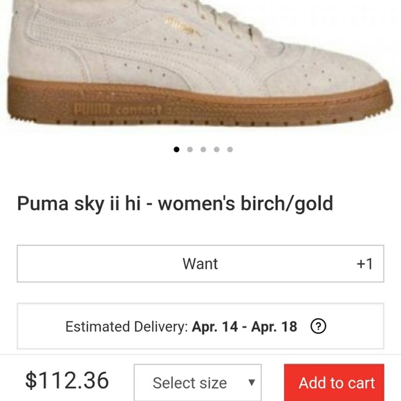 Beige/Gold Hi Top PUMAS - Picture 4 of 4