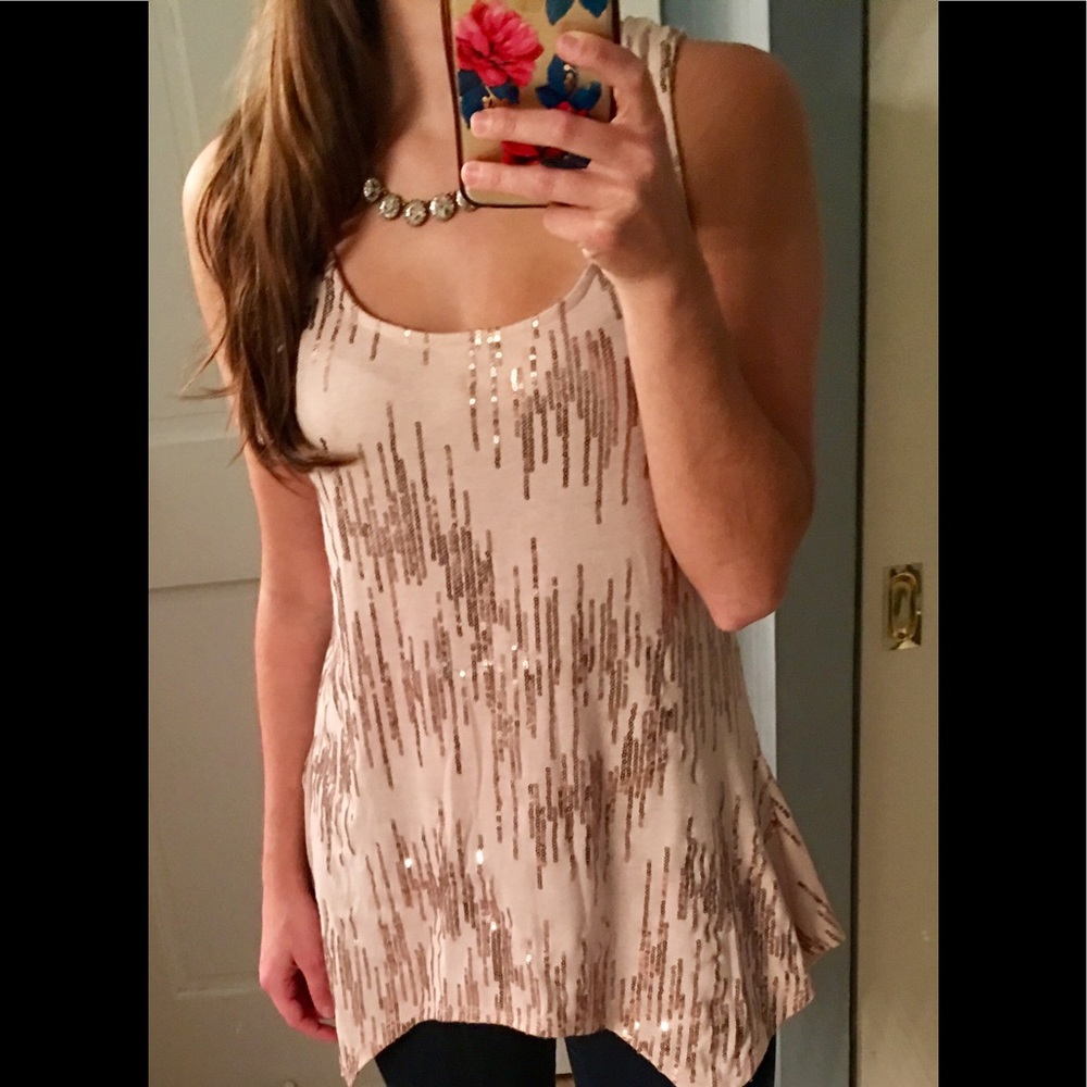 Rose sequin tank