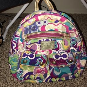Coach poppy colorful backpack