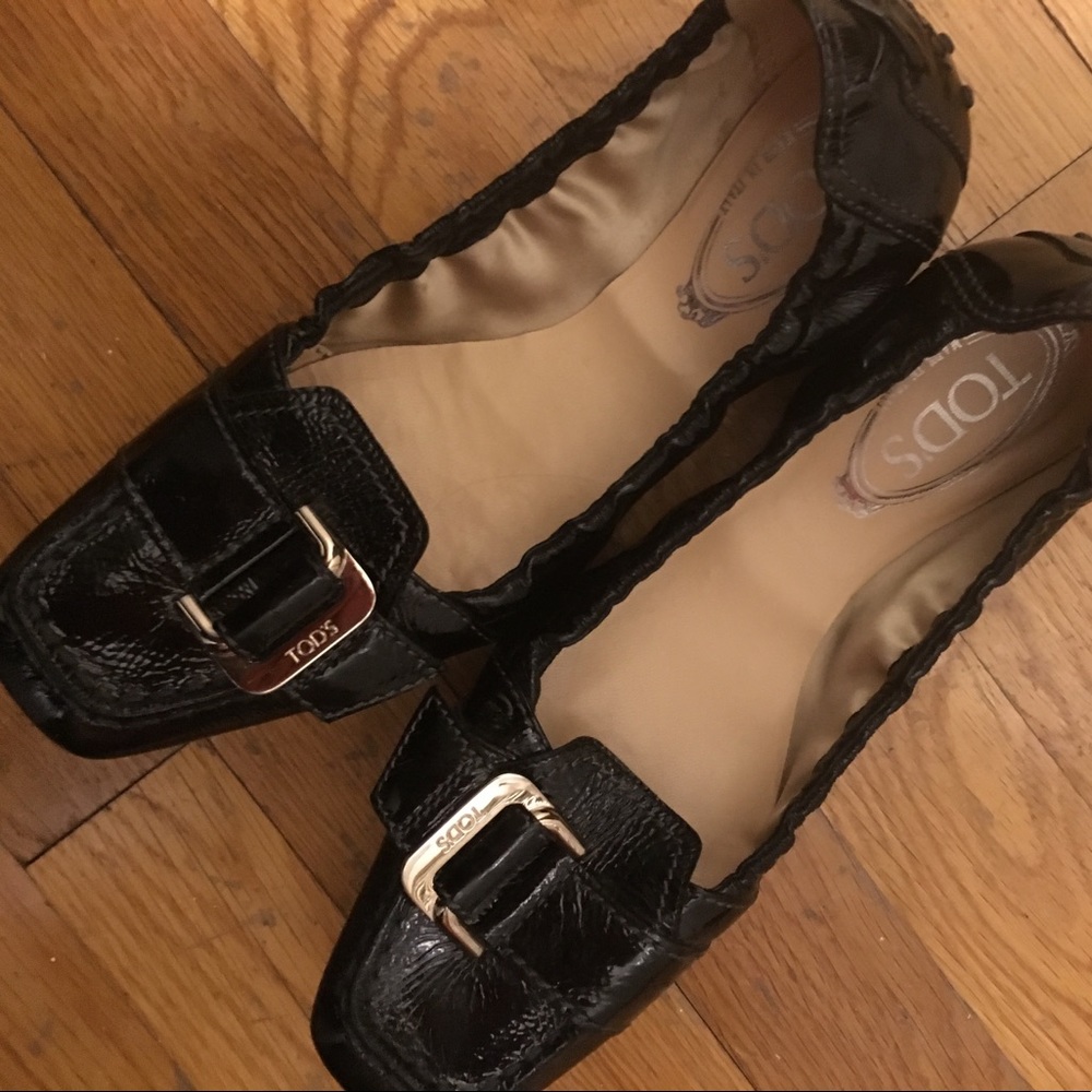 Tod's loafers black patent leather