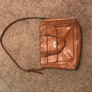 Merona brand brown leather laptop/tote bag