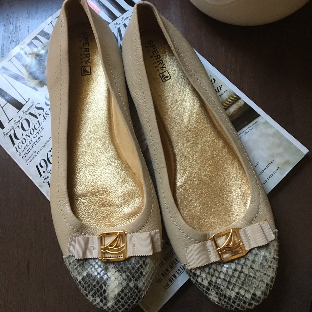 Sperry Nude Flats Snakeskin Toe