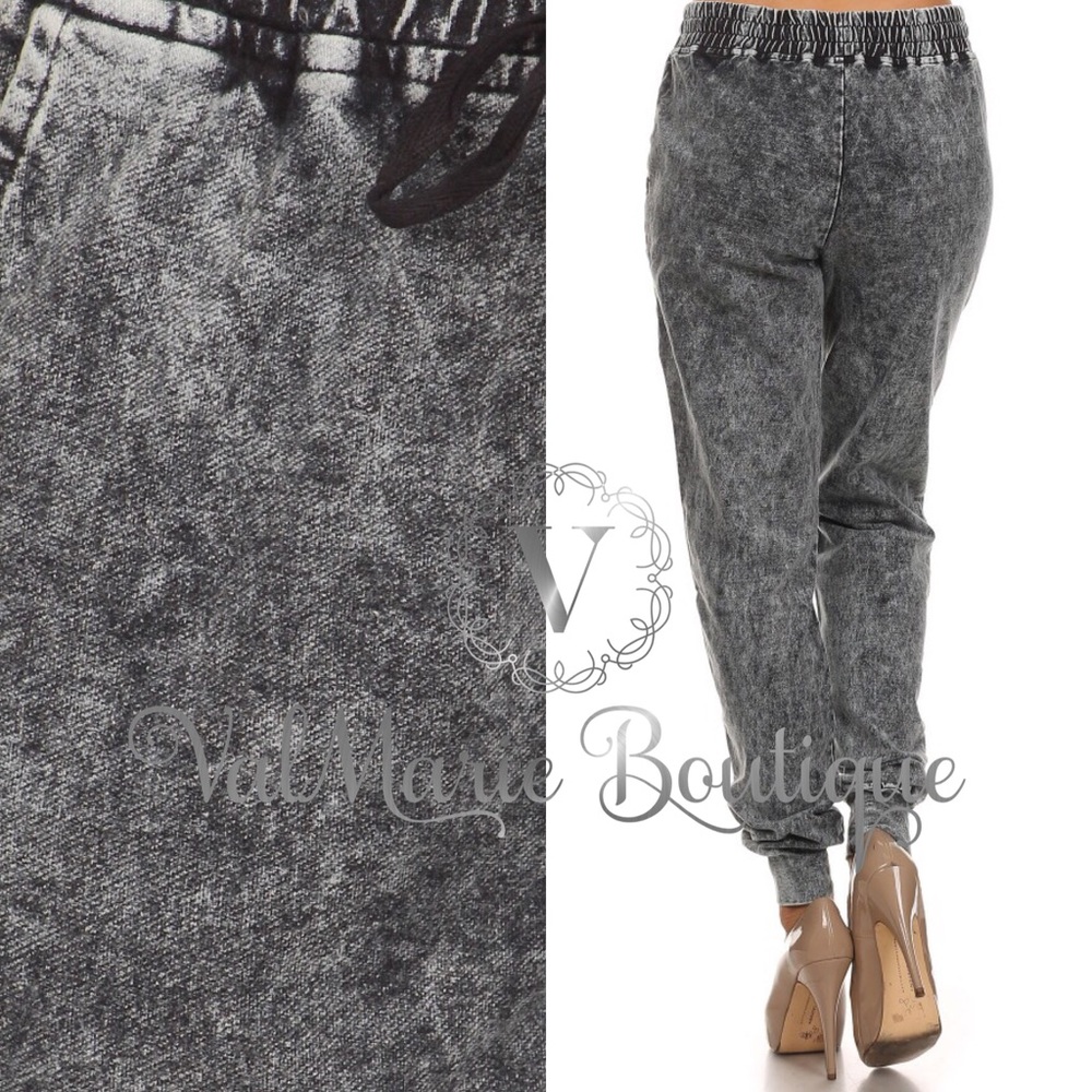 Acid Indigo Wash Denim Joggers - Picture 2 of 2