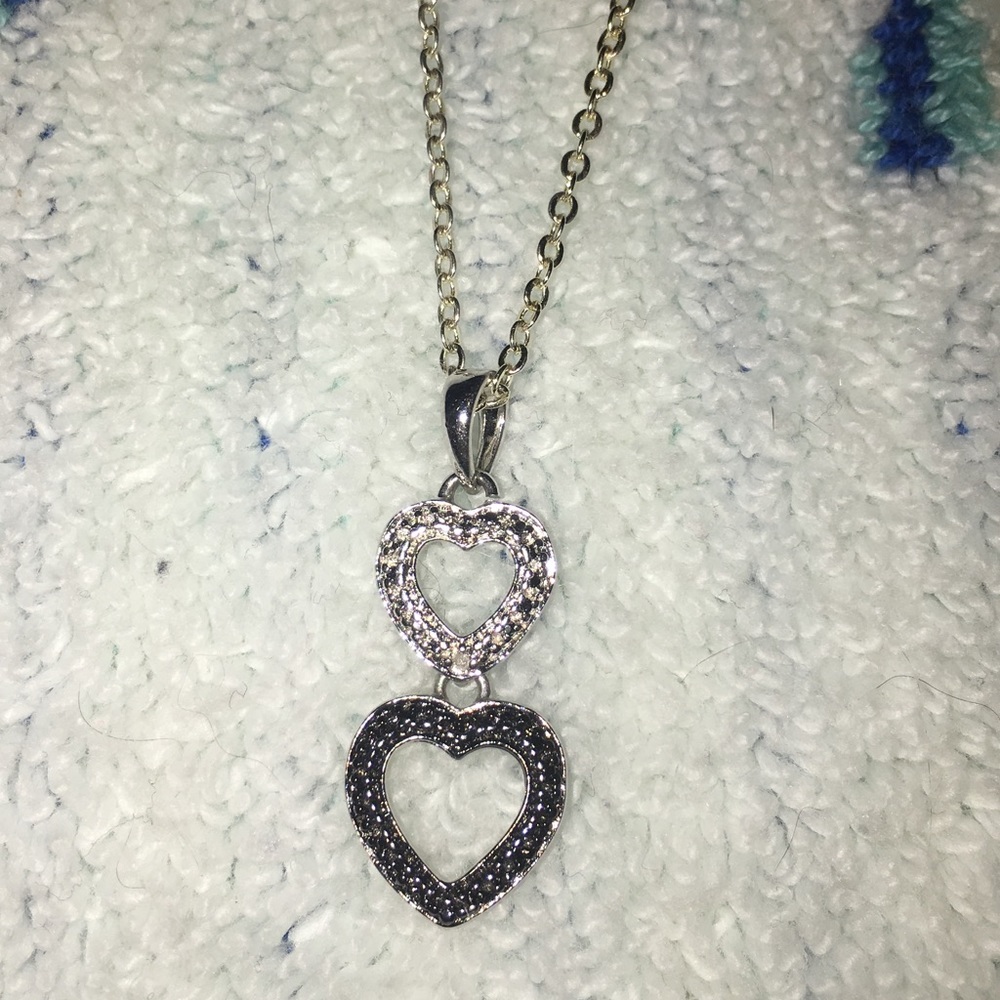 Marcasite hearts on 925 Sterling silver chain New