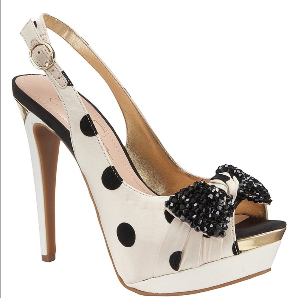 Jessica Simpson polka dot and bow pumps