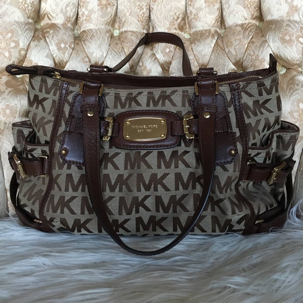 Michael Kors Monogram with Dark Brown Leather