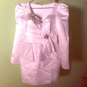 Stain white winter cocktail dress