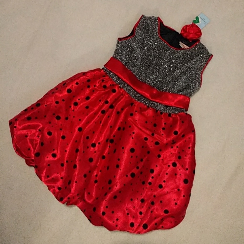 Red & Black Sparkly Samgami Bubble Dress