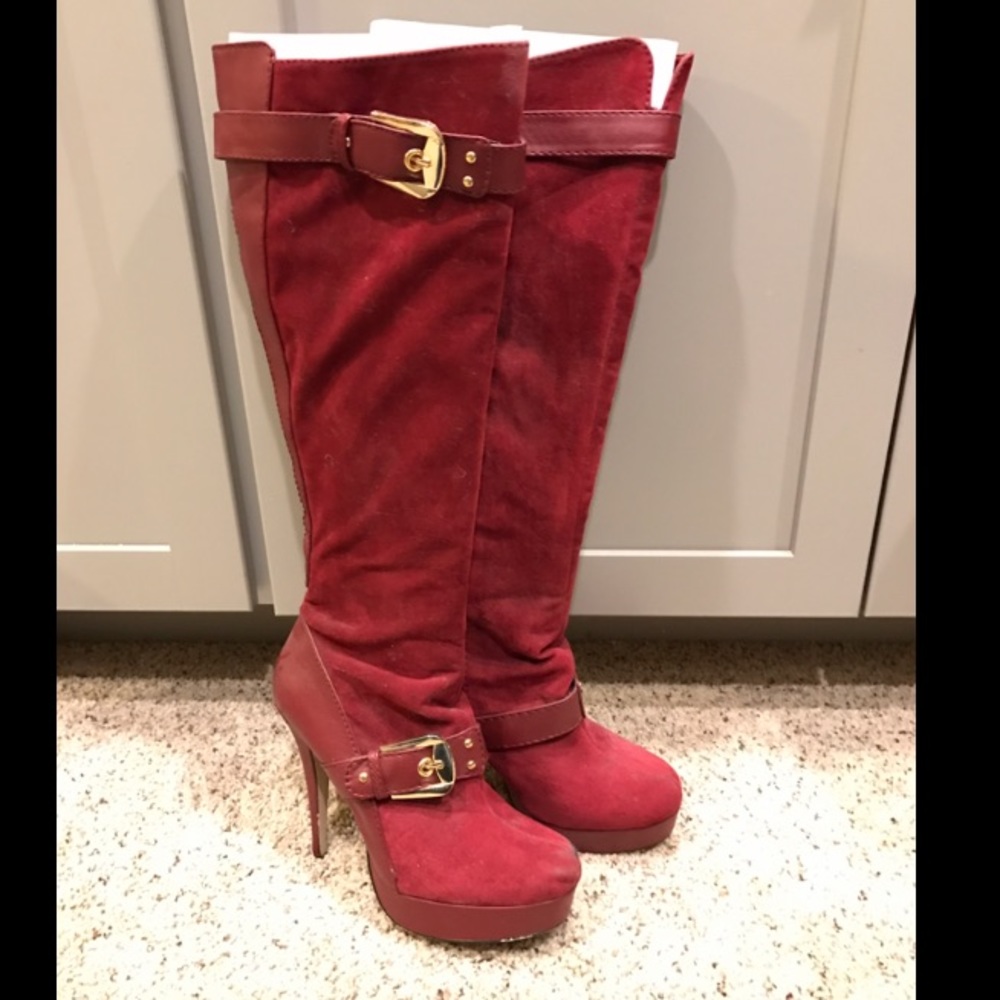 Knee high burgundy boots