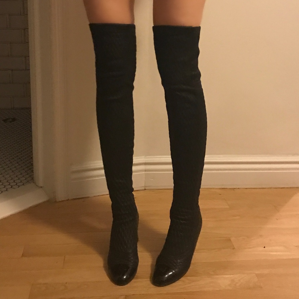 Chanel quilted over the knee boots